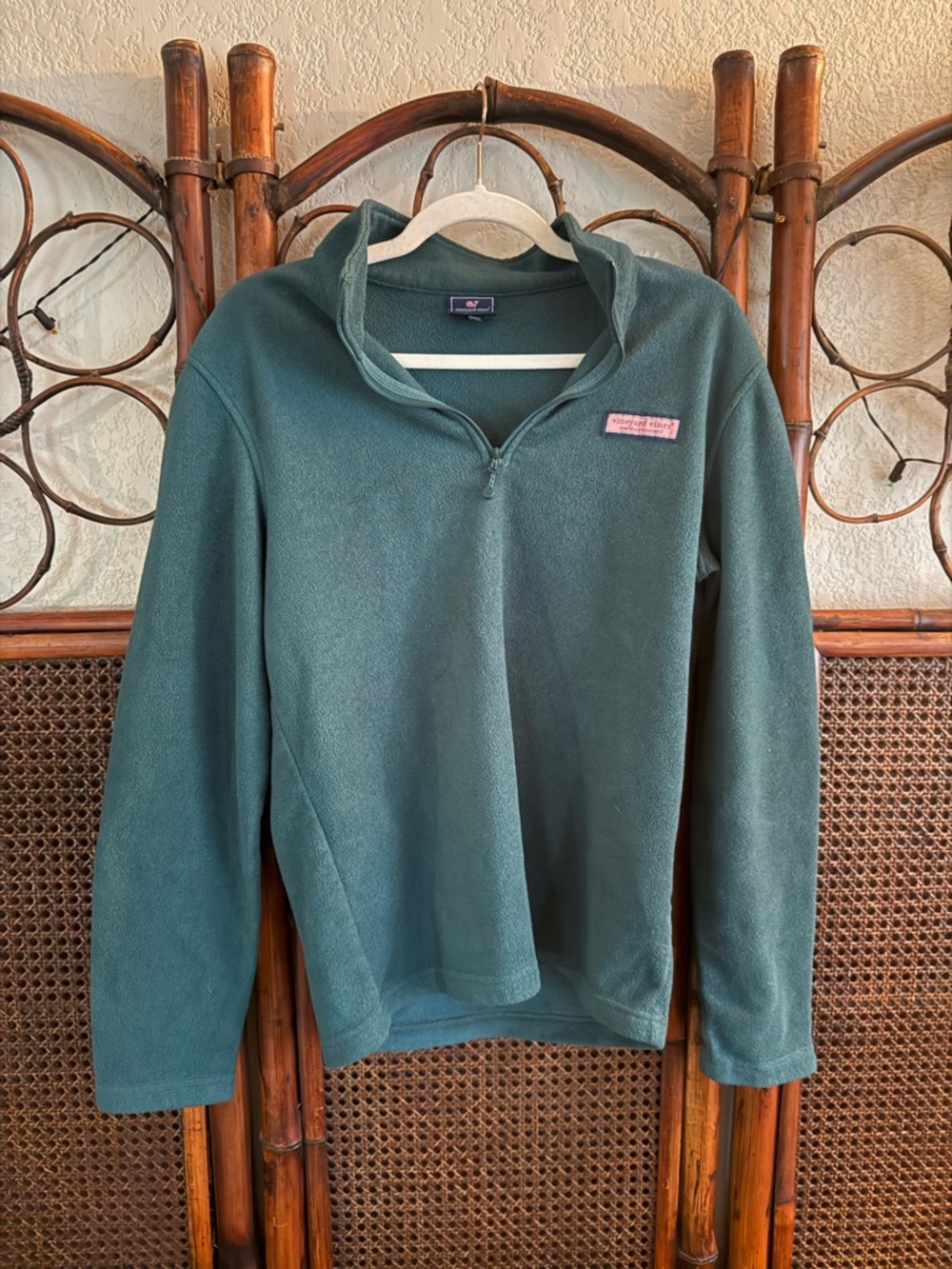 Vineyard Vines Olive Green Fleece with Coral Logo Patch